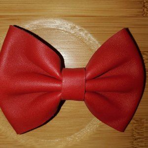 5/$15 FOREVER 21 FAUX LEATHER RED/BLACK HAIR BOW